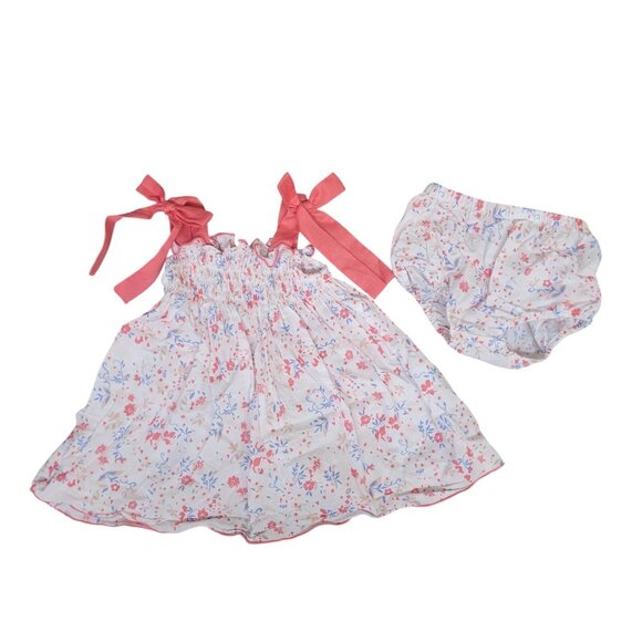 EdgeHill Collections Baby 3 Month Dress & Bloomers Diaper Cover White Blue Pink - Picture 2 of 13